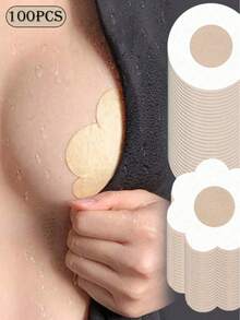 100 Stück/Packung Einweg-Brustwarzenabdeckungen, nahtlos, atmungsaktiv, selbstklebend, Damen Wäsche & Intimaccessoires, für tief ausgeschnittene Abendkleider, BHs, Intimaccessoires, Anti-Entblößungsband, Hochzeitsfotografie-Zubehör, Hochzeitskleid-Accessoires - Beige - Übersicht 3