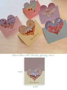 40/20/5张装 暖色调3D油画贺卡，爱心形状贺卡 - 独特凸起图案设计，优质卡片材料 - 教师节、母亲节、各种节日 - 彩色 - 查看 3