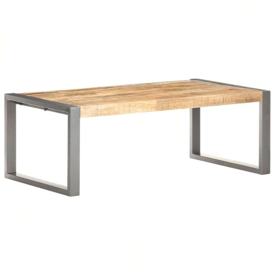 Coffee Table 110x60x40 Cm Rough Mango Wood - Grey - View 1