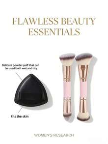 Pink & Gold Dual-Ended Makeup Brushes, Suitable Cosmetic Tools For Beginners - Multicolor - View 8