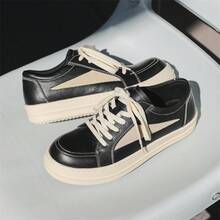 Casual Niche Thick-Soled Height-Increasing Casual Sneakers In American Black And White Low-Top Style - 白色 - 查看 6