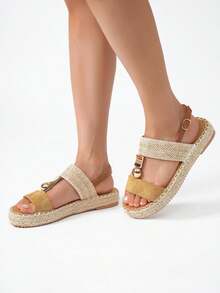 Women Flat Sandals - 駝色 - 查看 2