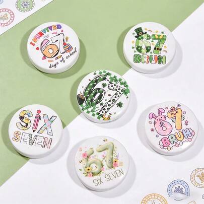 5颗绿色67系列/BRUH印花硅胶珠，28毫米圣帕特里克节彩色花朵/三叶草印花圆珠，适用于家居装饰DIY珠宝制作手链项链串珠笔手机挂件包包配件工艺品