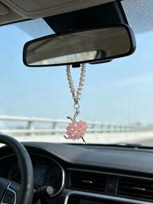 Rhinestone Ballet Dancer Girl Car Pendant, Rearview Mirror Decor, Fashionable Alloy Angel Girl Hanging Ornament, Women's Car Accessories - A - View 9