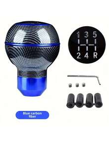 1pc Universal Leather 5-Speed Shift Knob, Racing Aluminum Manual Transmission Gear Shift Lever, Car Accessories - A - View 7