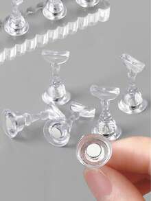 ART LALIC 10Pcs Transparent Plastic Nail Stand Tips Holders Chess Shaped DIY Magnetic Training Practice Display Manicure Nail Tool - Multicolor - View 1