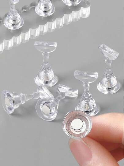 ART LALIC 10 Giá đỡ đầu móng bằng nhựa trong suốt hình bàn cờ, tự lắp ráp, có nam châm, dùng để luyện tập làm móng, trưng bày dụng cụ làm móng.