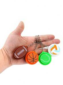 1pc Sports Ball Pattern Keyboard Stress Relief Toy, Round Click Button Fidget Keychain, Stress Relief, Creative Fidget Ball Toy. Can Be Used As Keychain, Car Keychain, Bag Pendant, Keychain Accessory. Features Sports-Themed Keyboard Button Design, Adult Finger Keychain, Finger-Press Type Keychain, With Entertainment And Relaxation Functions. Ideal As Sports Activity Gift, Party Gift And Unique Gift. - Button Decompression Ball - View 6