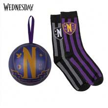 MGM 1Set Wednesday Officially Licensed 3 Pairs Pack Movie-Themed Socks Soft Comfortable Thermal Home Goods Stylish Exquisite Accessories Birthday Christmas Gift - Blackish Purple - View 2