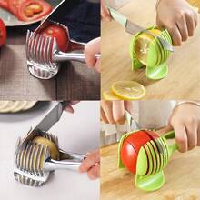 1pc Easy To Grip And Lemon Slicer Multi Blade Tool With Round Fruit Pliers, Egg Slicing Accessories, Perfect For Kitchen Preparation, Multi-Functional Fruit Divider With Handle, Tomato Slicer For Home Use, Lemon Slicing Tool, Onion,Lemon Slicing Clip - Multicolor - View 2