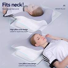 Butterfly Shape Memory Foam Cervical Pillow, Ergonomic Neck Support Pillow For Sleeping, Rebound Relaxing Neck Pillow, Washable Pillowcase, Ideal For Back & Side Sleepers - Gối kê cổ màu xám - Xem 5