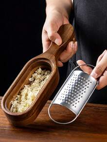 1PC Stainless Steel Cheese Grater With Acacia Wood Storage Box, Cheese Grating Tool, Shredder, Slicer - Multicolor - View 13
