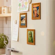 1 Piece Of Interesting Hakimi Refrigerator Magnet, Black Cat Riding A Shark Wooden Mini Decorative Painting, Wooden Refrigerator Sticker, Ocean Adventure Theme Home Decoration, Fun Kitchen Accessory - 預設 - 查看 5