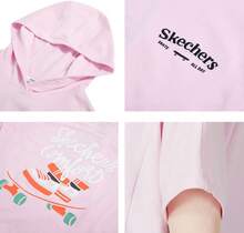 Skechers 女士夏季新款极简针织连帽短袖T恤 - 粉色 - 查看 3