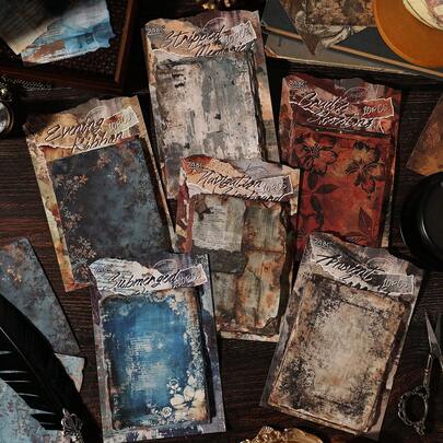 10 قطعة مجموعة ملصقات زهرية عتيقة، 6 تصاميم من سلسلة طوابع الصدأ ملصقات زخرفية إبداعية لاصقة للتجليد والأوراق القابلة للكتابة