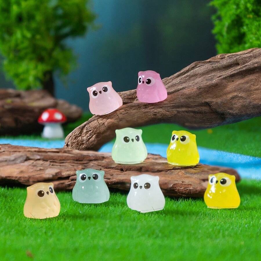 10/30/50个装迷你树脂猫头鹰夜灯，用于缓解焦虑和集中注意力，是生日礼物、派对礼物、最佳礼物、节日礼物、袜子礼物、派对礼物和恶作剧游戏的完美选择！ - 彩色 - 查看 1