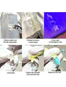 2pcs Spring Petal Silicone Nail Art Molds, Lily & Cherry Blossom Floral DIY 3D Nail Design Reusable Nail Art Mold Templates - Clear - View 8