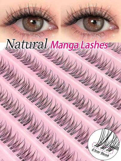 Rikuaild 120Pcs Manga Individual Lash Clusters, Manga Style&Natural Look False Eyelashes C Curl DIY Lashes, Natural, Wispy, Waterproof, Cross, Cat Eye, Doll Styles, 11-13mm Length, Beginner Friendly, Strip For Easy Application Lash Clusters, Lashes Cluters, Eyelash Clusters, Individual Eyelashes, Lashes, Fake Lashes