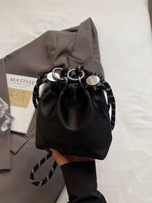 Bolsa de almacenamiento con cordón, bolsa de tela para regalo, nuevo diseño de moda - Negro - Ver 6