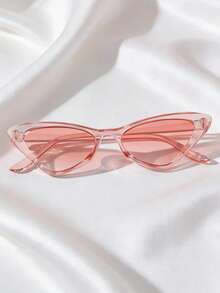 Un par de gafas de moda de estilo cat-eye versátiles y de color rosa - Rosa - Ver 2