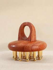 1pc Massage Tickle Relieve And Relax Head Massage Tool Natural Sandalwood Wide Toothed Comb With Scalp Massage Function, Compact, Portable And Durable - View 6