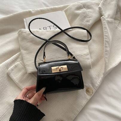 Fashionable Solid Color Minimalist Metal Lock Mini Handbag, Women's Underarm Crossbody Bag, Suitable For Shopping, Daily Carry, Especially Suitable For Young Women, College Students, Career Starters, And White-Collar Professionals. Also Perfect For Office, School, Work, Business, Commuting, Outdoor Activities, Travel And Short Trips.