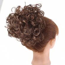 Synthetic Messy Bun Hair Piece 60g Elastic Drawstring Loose Wave Curly Hair Buns Hair Piece Extensions For Women Dark Brown - Dark Brown - View 4