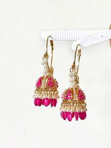 Elegant Bohemian Style Pendant Earrings, Faux Pearl Tassel Hoop Earrings Suitable For Women's Daily Wear, Parties, Weddings And Other Occasions - Jhumka Pendant - View 15