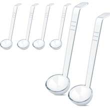 2支装 1盎司迷你汤匙，7.87英寸，透明塑料长柄，非常适合盛放酱汁、汤、蘸酱、潘趣酒、肉汁、鸡尾酒、果汁——派对必备 - 白色 - 查看 1