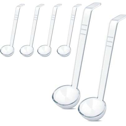 2支装 1盎司迷你汤匙，7.87英寸，透明塑料长柄，非常适合盛放酱汁、汤、蘸酱、潘趣酒、肉汁、鸡尾酒、果汁——派对必备