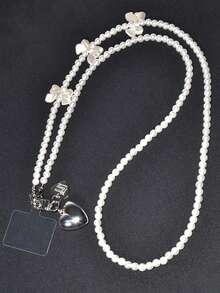 白色珍珠長鏈+愛心掛件