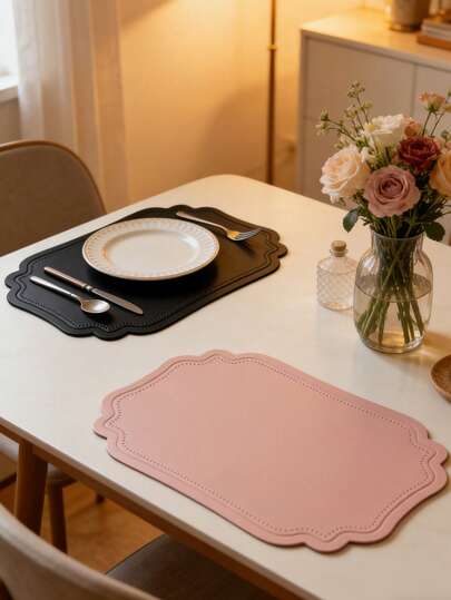 1/2/4pcs Minimalist Leather Placemats, Suitable For Wedding Party Table Decor, Valentine's Day, Thanksgiving, Easter Placemats