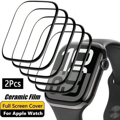OUKNOEO 2Pcs/Set Full Coverage Clear Soft Smartwatch Screen Film Compatible With Apple Watch Ultra 3/Se/S11/S10/S9/S8/S7/S6/S5/S4/S3/S2/S1 Series For 38/40/41/42/44/45/49/46mm Size With 24 Hours Automatically Repair Bubbles HD Film Anti-Fingerprint, Bubble-Free Installation, Easy To Apply