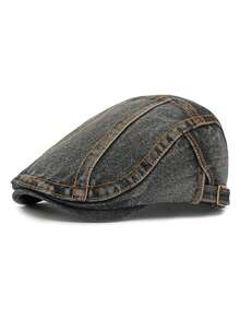 Șapcă Newsboy, Denim uzat (Variațiile de culoare și cusăturile sunt aleatorii din cauza procesului de spălare), Vară, Plajă, Sărbători, Festivaluri, Călătorii - Cowboy cu opt personaje - Vizualizare 10