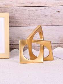 Escultura geométrica moderna, adorno dorado, adecuado para estanterías doradas, esculturas y decoraciones de escritorio geométricas, accesorios de decoración del hogar dorados y piezas decorativas cúbicas - Múltiples estilos - Ver 2