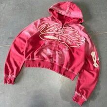 European & American High Street Design Sense Loose Digital 3D Printed Retro Hoodie, Unisex Hip-Hop Sweatshirt - Đỏ - Xem 4
