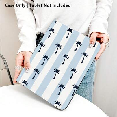 1pc Blue & White Striped, Palm Tree Pattern Flip Cover Tablet Protective Case With Pen Slot, Compatible With Huawei Matepad SE 11in/Matepad Pro 11in/Matepad 11.5in 2026, Honor Pad 8/9/10, Honor GT 11.5inch/X7/X8A/X9/X8Pro/X9Pro/X10 PRO/V9/V8 Pro, S11/A11/A11+, Apple, And More, Auto Sleep/Wake Function, Suitable For Back To School, Valentine's Day
