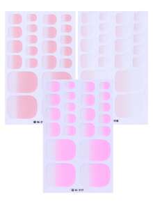 3pcs Ombre Pink Minimalist Elegant Design Full Nail Stickers, Adhesive Nail Art Decals For Fingernails & Toenails - Multicolor - View 11
