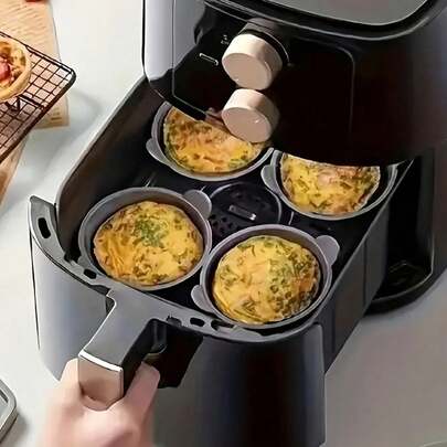 6件套空气炸锅烘焙纸杯蛋糕模具套装 | 适用于鸡蛋、纸杯蛋糕、松饼、布丁、挞和蛋奶冻 - 多功能健康烹饪厨房配件