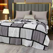 1件装毛绒毯，保暖条纹法兰绒毯，空调毯，休闲办公室午睡毯，沙发毯，万圣节仿毛皮毯，披肩毯，适合圣诞节、感恩节等场合 - 灰色 - 查看 5