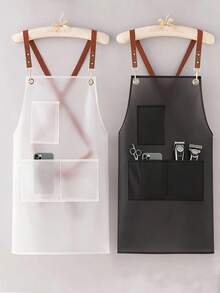 1 件可调节 TPU 围裙，带口袋 - 男女通用，防水，透明，易于清洁，理发店围裙，理发师洗发围裙，厨房围裙，家用纯色，厨师服务员理发师成人口袋围裙，理发店家居用品，适用于烹饪、烧烤和美发，厨房，浴室 - 彩色 - 查看 1