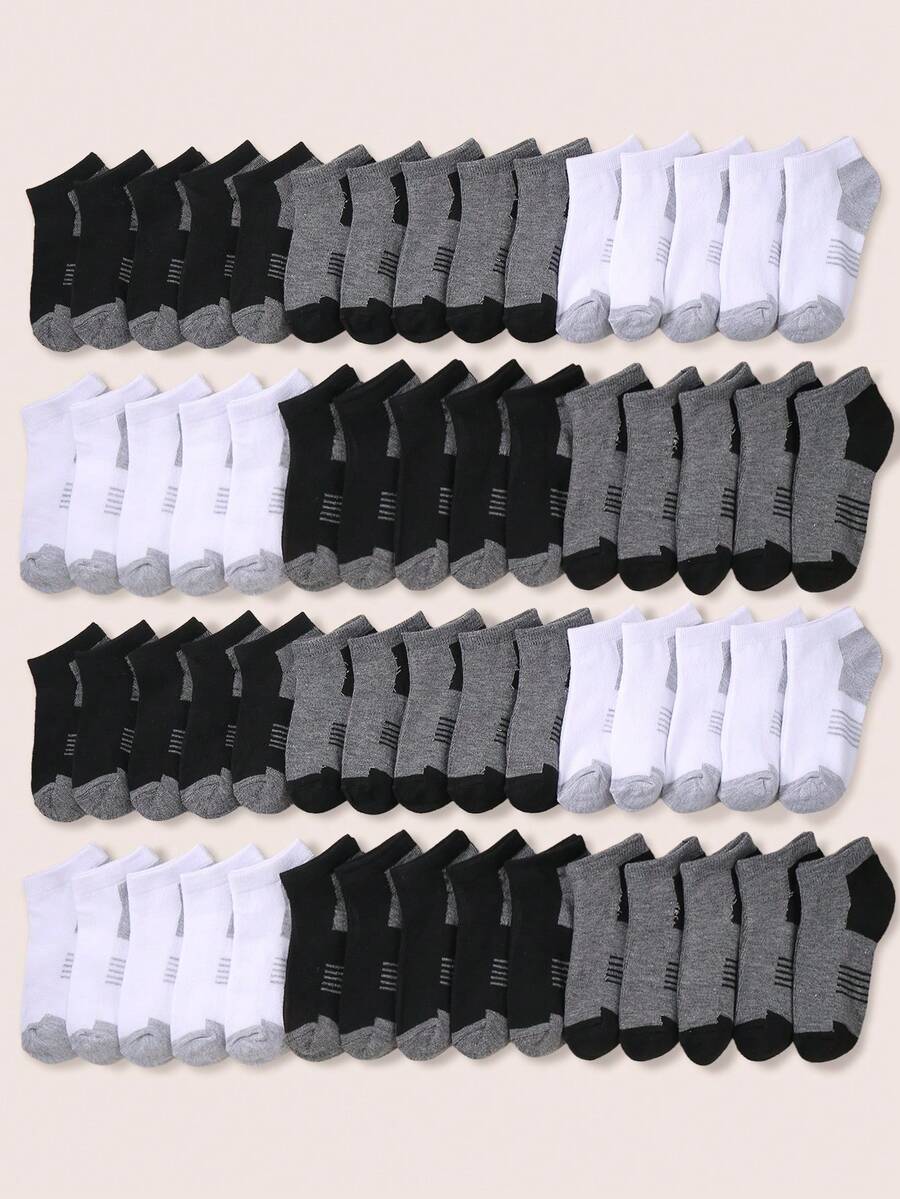15/30双儿童船袜，儿童裸袜，适合日常穿着，拼接撞色设计，男女童均可在学期期间穿着，适合跑步、运动，适合1-16岁儿童，是1-16岁儿童的生日礼物，四季皆宜，透气舒适，柔软 - 彩色 - 查看 1