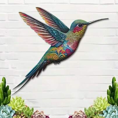 1pc Vibrant Hummingbird Wooden Wall Art, Suitable For Doors And Walls, Perfect For Farmhouse Style Bedrooms, Kitchens, Living Rooms And Offices. This 15.74-Inch Art Piece Is An Ideal Choice For Outdoor Porches And Patios, Makes A Great Gift