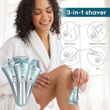 HATTEKER 1pc Women's Electric Shaver, 3-In-1 Multifunctional Waterproof Epilator With Charging Base - View 9