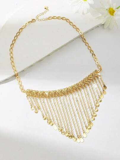 Yiyi Dubai-Inspired Minimalist, Sweet, Exaggerated, Gold-Colored Copper Fashionable And High-End Luxury Retro Big Jewelry Set For Women, Suitable For Outings, Leisure, Parties, Daily Dates, Christmas, And Other Holidays. It Includes A Layer,Pendant,Tasselnecklace Gift For Women, Girlfriends, Parents, Etc