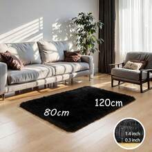 eluckya Plush And Thick Long-Pile Carpet, Super Soft And Comfortable Rug, Non-Slip Thick Pile Carpet, Suitable For Bedrooms, Living Rooms, Bathrooms, Dorm Rooms, Room Decor, Kitchen Essentials, Family Gatherings, Valentine's Day, Birthday Parties, Home Decor, Bedroom Decor. - 黑色 - 查看 10