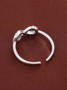 1pc Minimalist Versatile Infinity Heart Zirconia Inlaid Open Ring, Suitable For Daily Wear, Parties, Events - Ring - View 5
