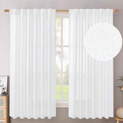 1pc Summer Linen Texture Curtain, Blackout & Breathable Bedroom Curtain, 220g/Sqm Density, Natural Drape, Rod Pocket Design