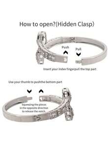 Luxury Iced Out Double Heart Bangle, Bridal Wedding & Banquet Jewelry, Elegant Sparkling Bracelet For Ladies - The Queen's Exclusive Bracelet - View 3