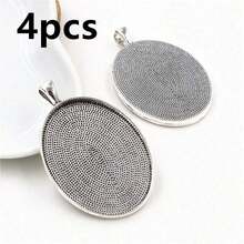 4pcs Pendant Blank Base Setting Fits 30x40mm Oval Cabochon Bezel Tray DIY Jewelry Making Accessories - 30x40mm - View 14